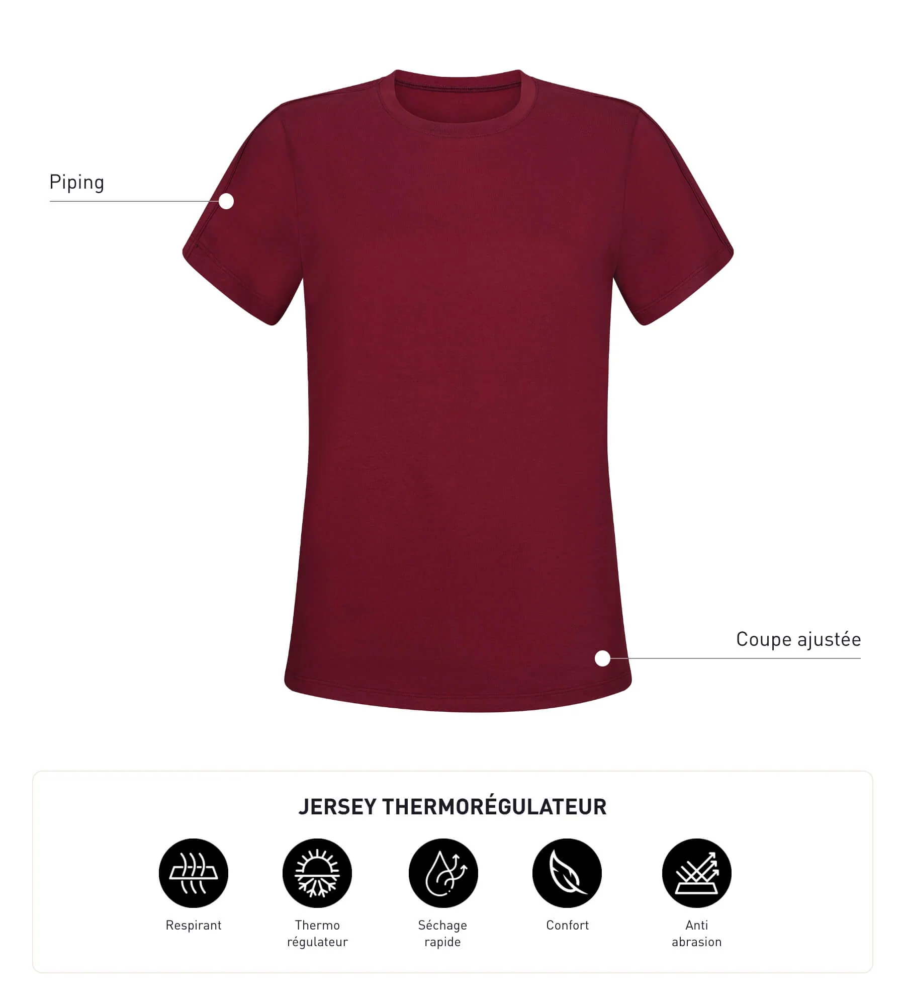T-shirt de sport femme thermorégulateur en jersey Bordeaux Dim Move - Image 5