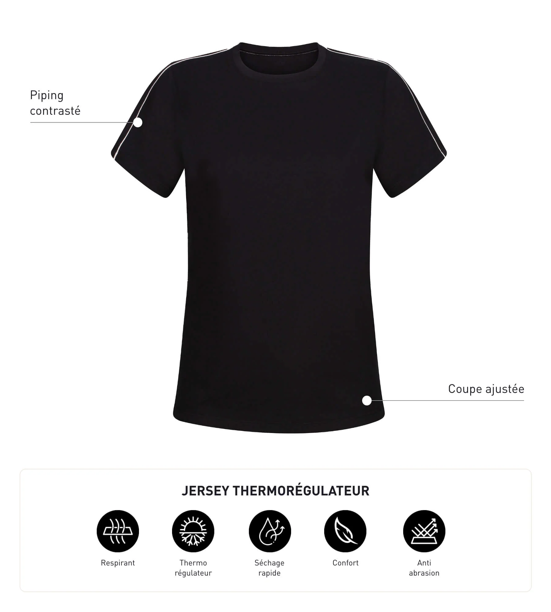 T-shirt de sport femme thermorégulateur en jersey Noir Dim Move - Image 5