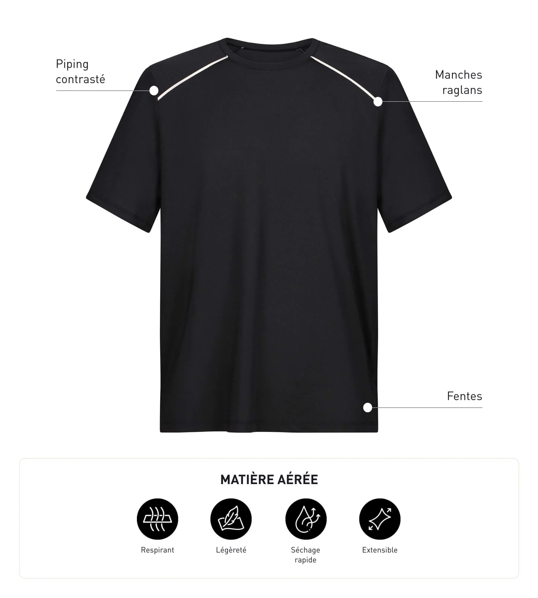 T-shirt de sport homme en matière aérée Noir Dim Move - Image 5