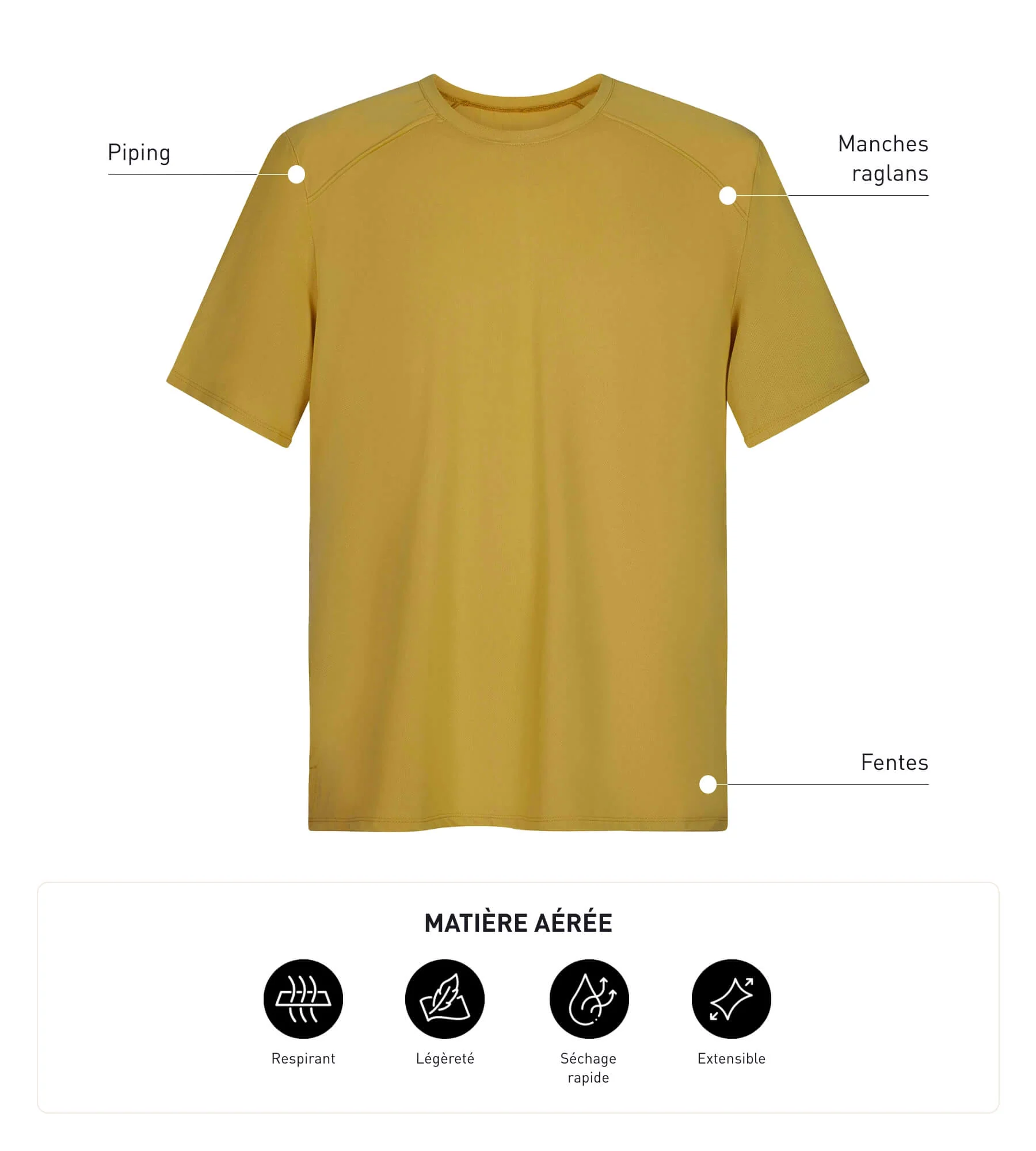 T-shirt de sport homme en matière aérée Olive Dim Move - Image 6