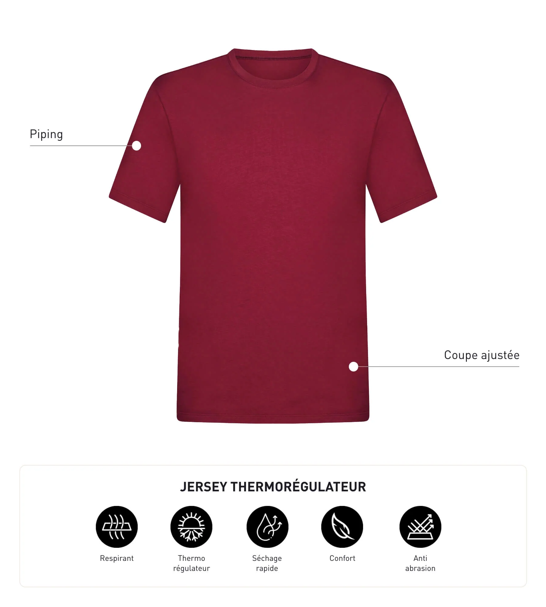 T-shirt de sport homme thermorégulateur en jersey Bordeaux Dim Move - Image 6