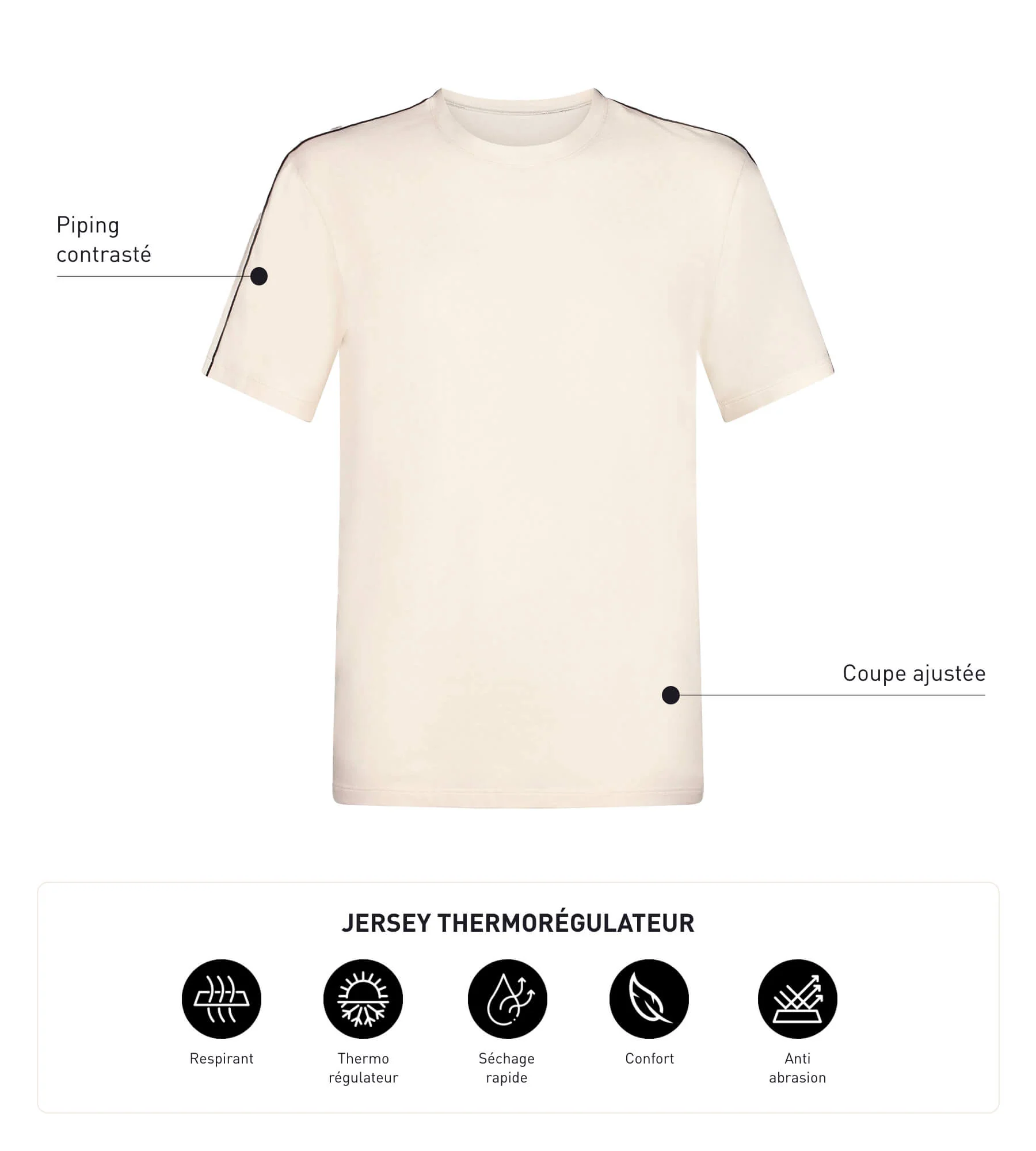 T-shirt de sport homme thermorégulateur en jersey Écru Dim Move - Image 5