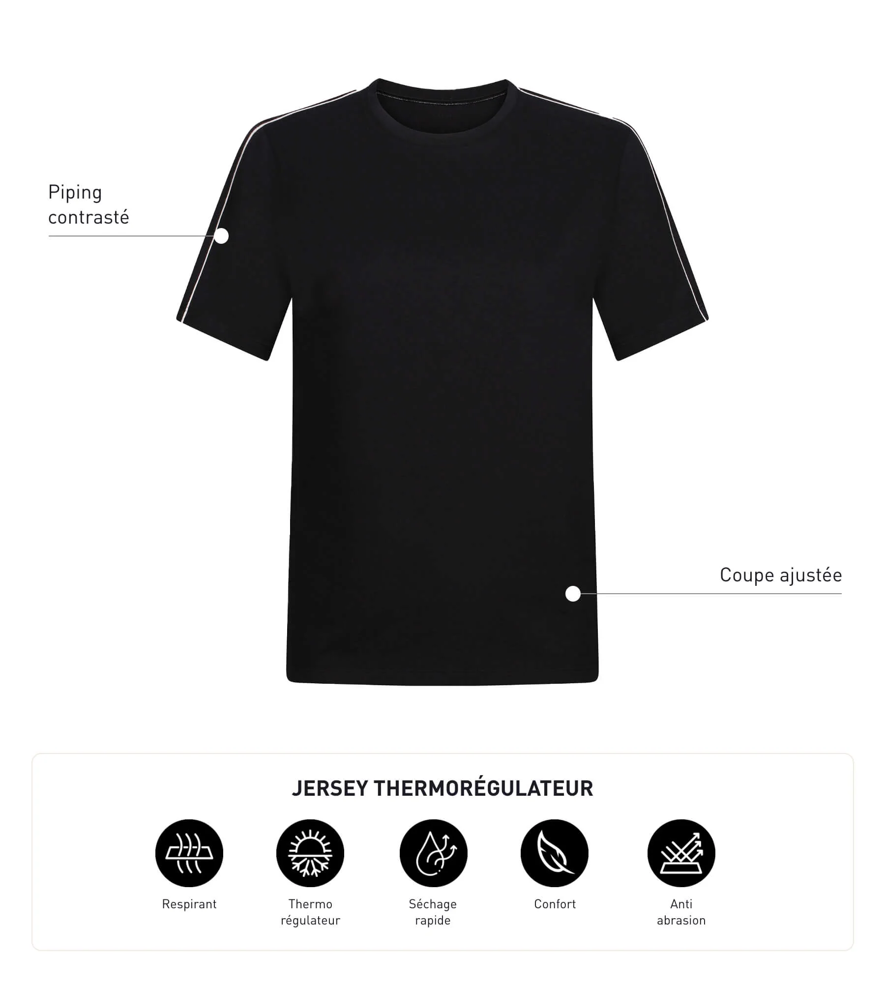 T-shirt de sport homme thermorégulateur en jersey Noir Dim Move - Image 5