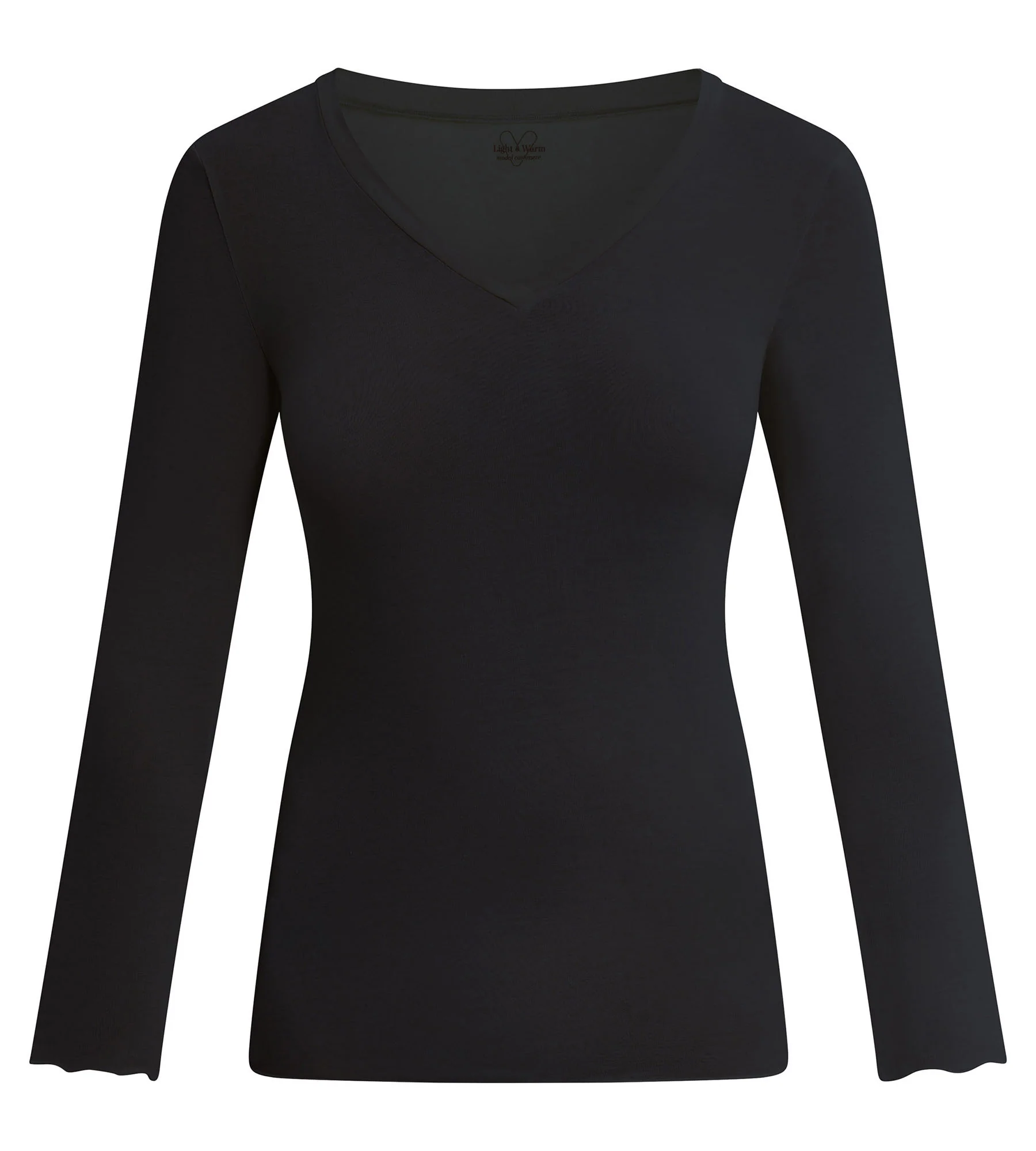 T-shirt femme col V modal et cachemire Noir Light & Warm - Image 6