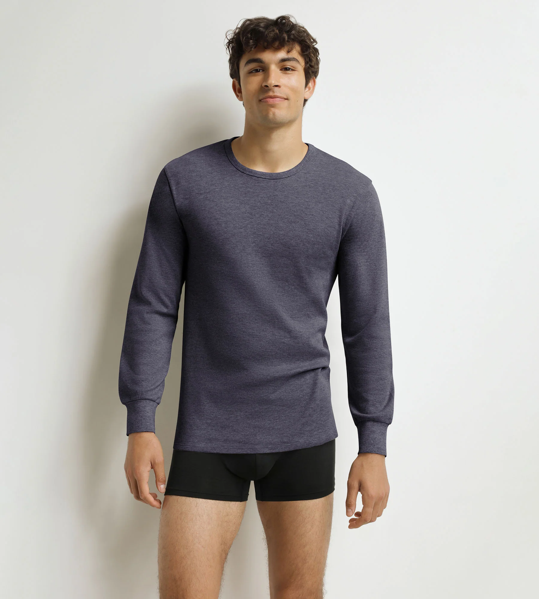 T-shirt homme en coton gris bleuté Dim Thermal